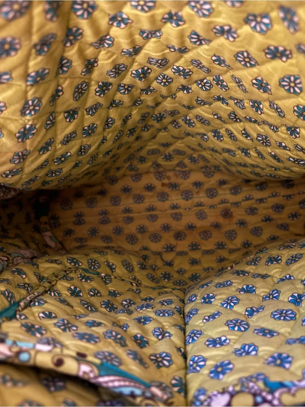 Vera Bradley Teal and Yellow Paisley Quilted Backpack